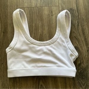 ALO Yoga White Ribbed Scoop Sports Bra
